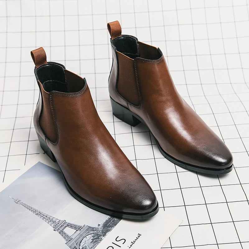 unisex modern outfit vestoraa chelsea boots men red sole pu ankle business round - business garment with black design detail