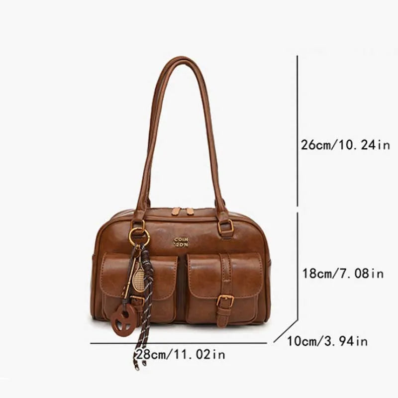 vestoraa 's retro solid color pu leather shoulder bag outfit 5 - classic unisex garment with precision (USA)