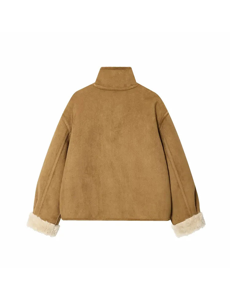 unisex classic outfit vestoraa double-sided wear lamb velvet coat 's - daily wear garment with neutral design detail (USA)