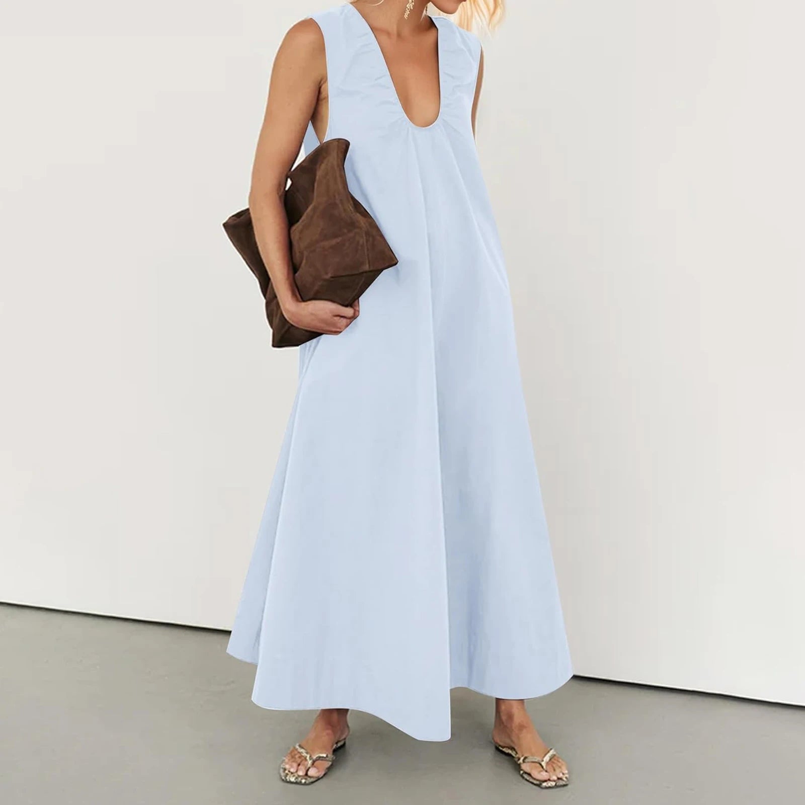 vestoraa long tank dress solid color outfit detail - reliable design, precision, waterproof dress design (USA)