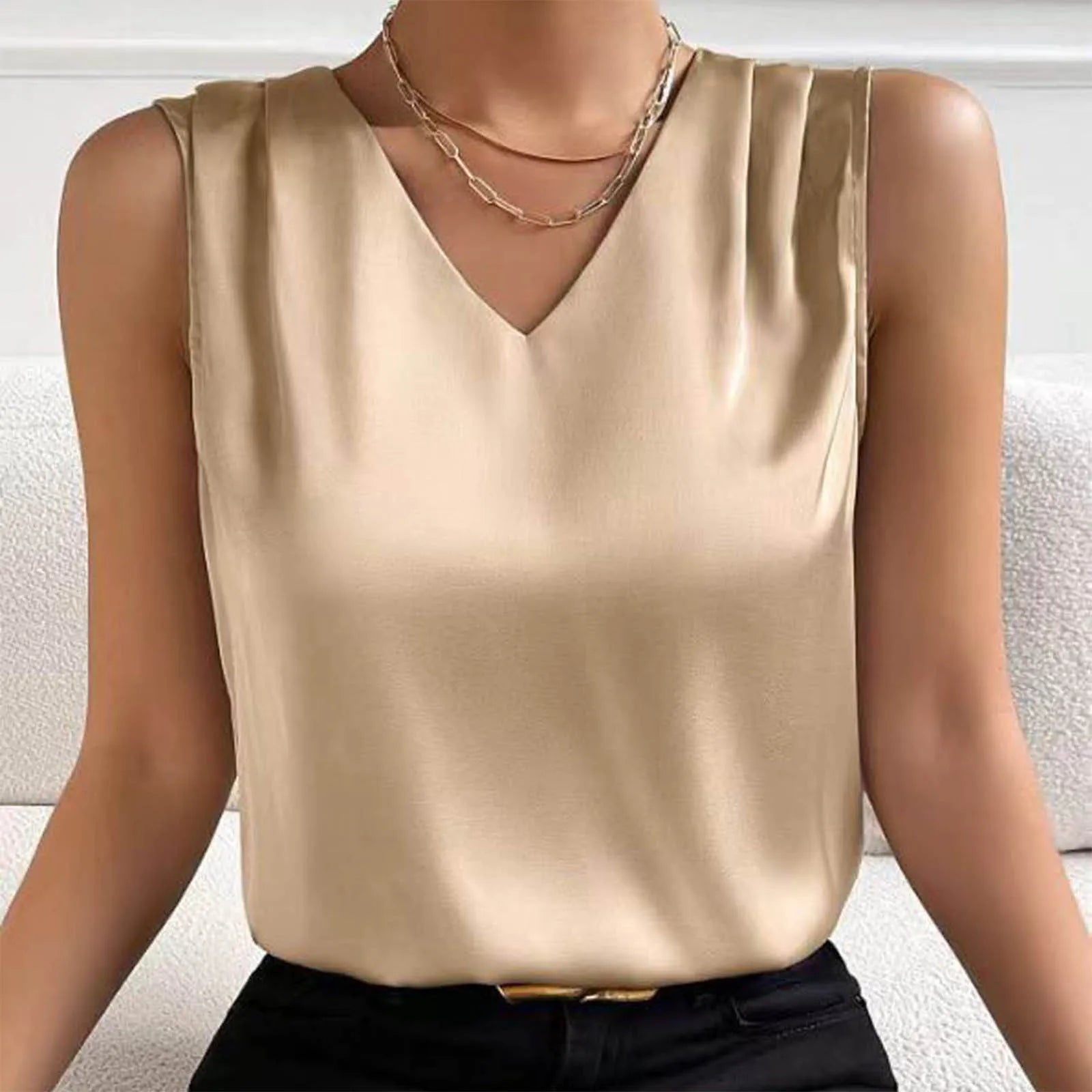 vestoraa coffee tops v neck casual soild color outfit 5 - casual unisex garment with precision (USA)