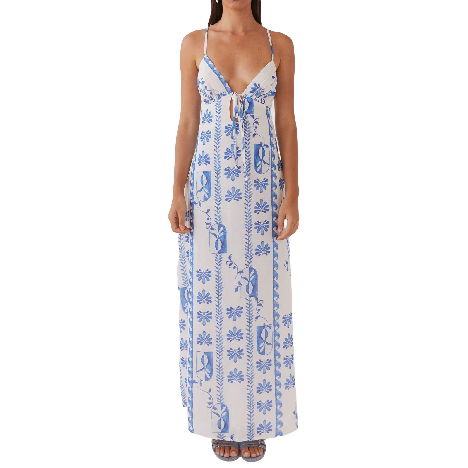 vestoraa sleeveless spaghetti strap tie-up front outfit 8 - classic unisex garment with precision (USA)