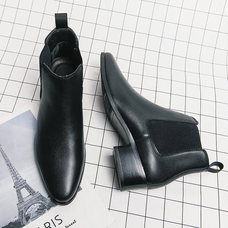 vestoraa chelsea boots men red sole pu ankle business round outfit detail - reliable design, precision, waterproof modern