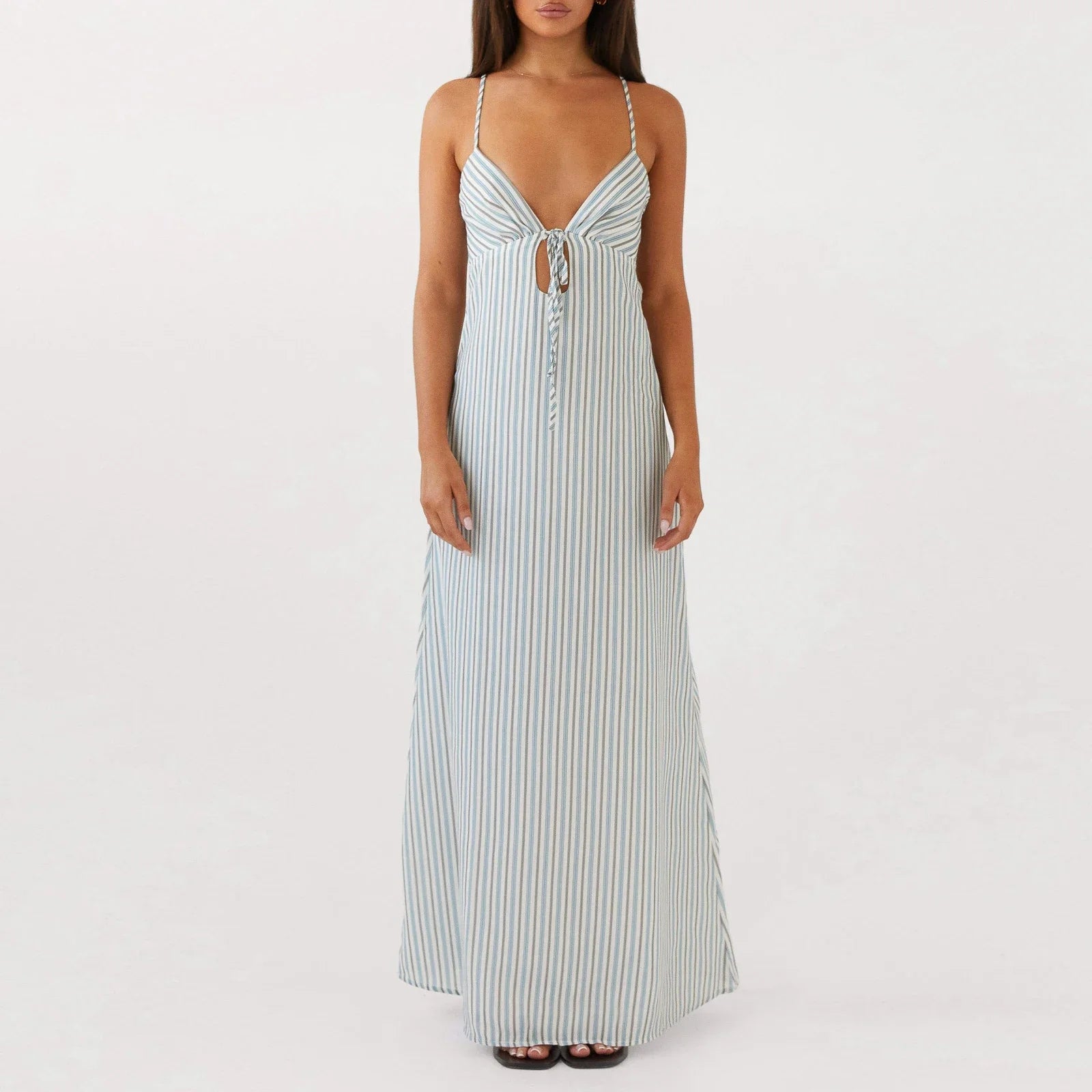 vestoraa sleeveless spaghetti strap tie-up front outfit 5 - classic unisex garment with precision (USA)