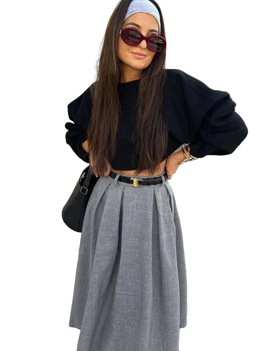 unisex casual outfit vestoraa oymimi grey loose skirts casual - daily wear garment with neutral design detail (USA)