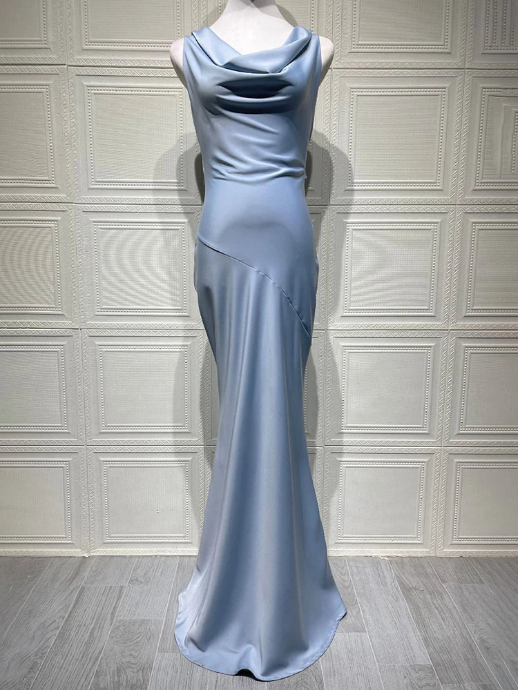 unisex classic outfit vestoraa xiaotang satin cowl neck backless sexy - daily wear garment with black design detail (USA)