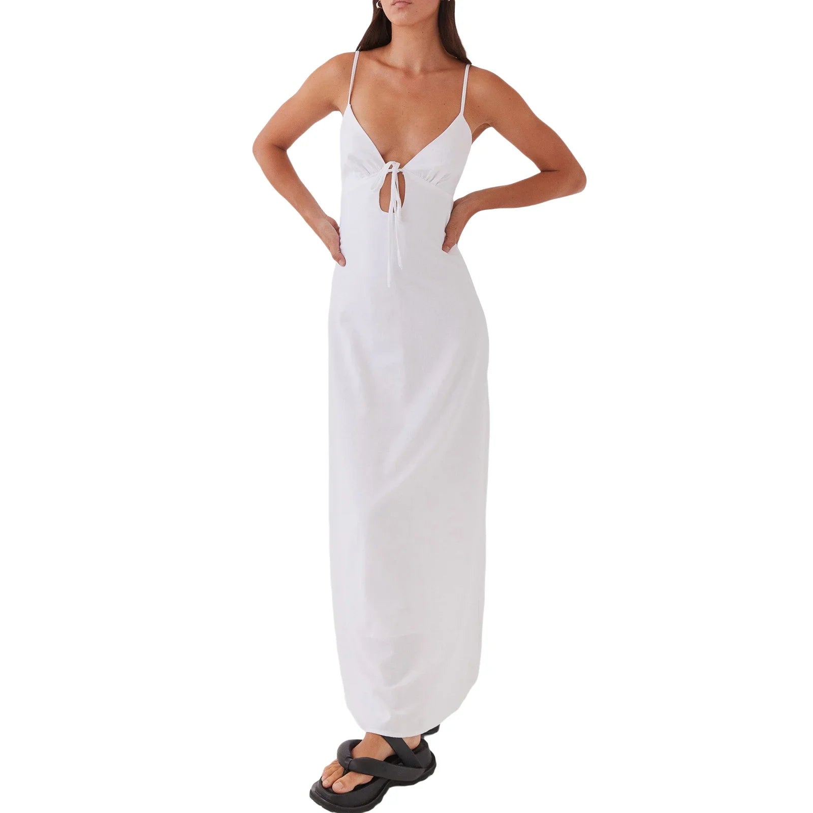vestoraa sleeveless spaghetti strap tie-up front outfit 9 - classic unisex garment with precision (USA)