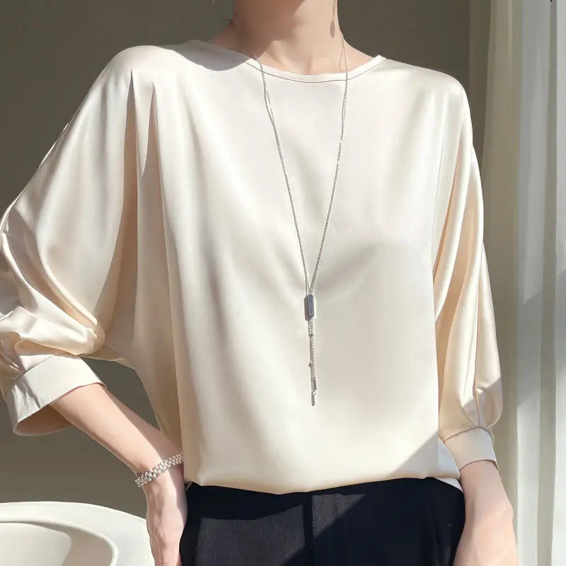 vestoraa satin silk half-sleeve tee tops basic solid outfit 7 - dress unisex garment with precision (USA)
