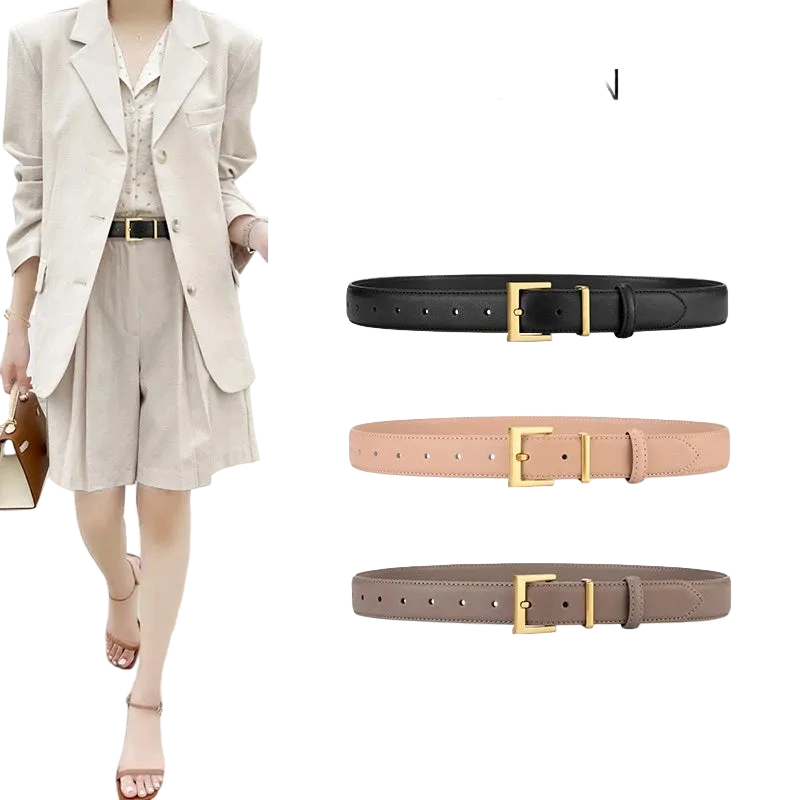 Vestoraa vestoraa square pin buckle leather belt classic solid color unisex garment - precision metal outfit (USA)