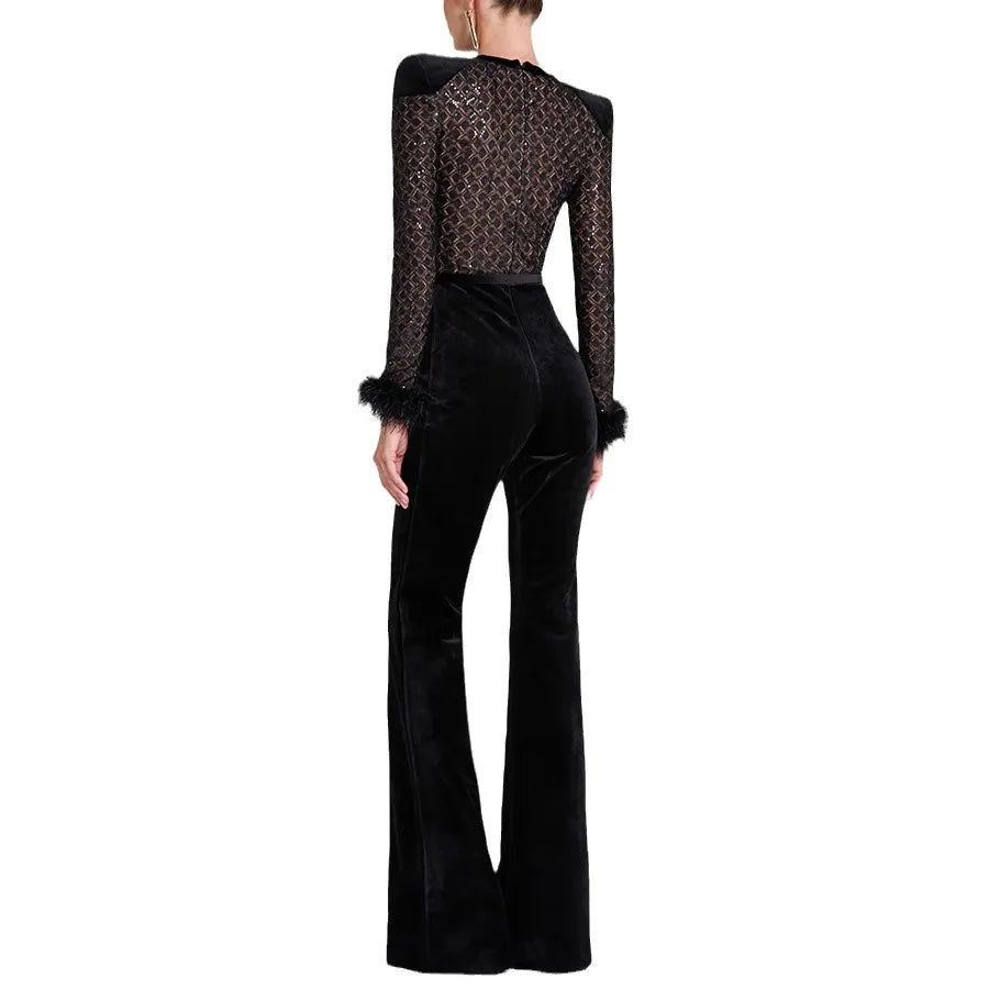 unisex classic outfit vestoraa 's long sleeve round neck gold velvet - daily wear garment with black design detail (USA)