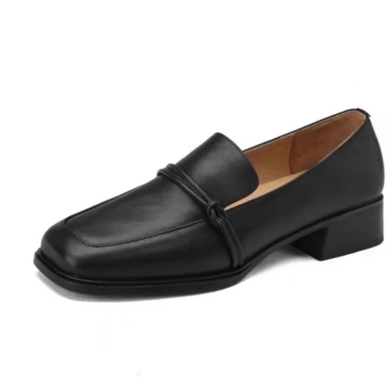 vestoraa classic loafers genuine cow leather square - casual unisex outfit with precision in black metal (USA)