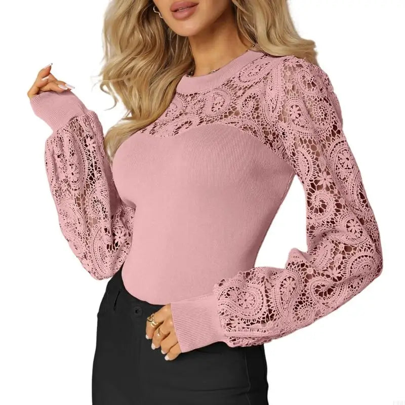 vestoraa 's lace long-sleeve casual t-shirt, loose fit outfit 6 - casual unisex garment with precision (USA)