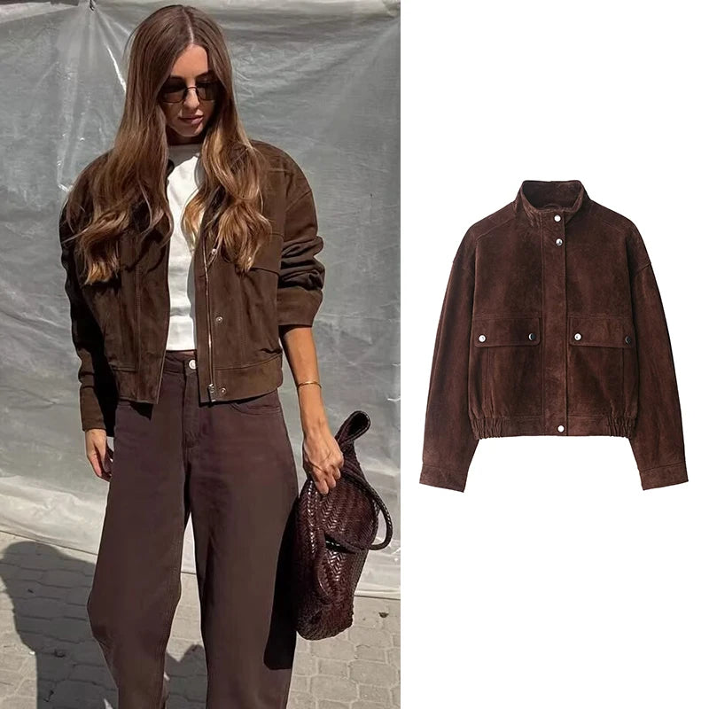 vestoraa 's jackets big pocket 's loose warm - casual unisex outfit with precision in brown polished (USA)