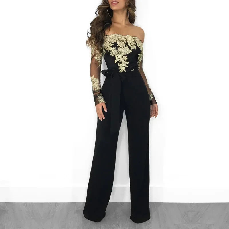 vestoraa appliques lace patchwork jumpsuit sexy - classic unisex outfit with precision in black metal (USA)
