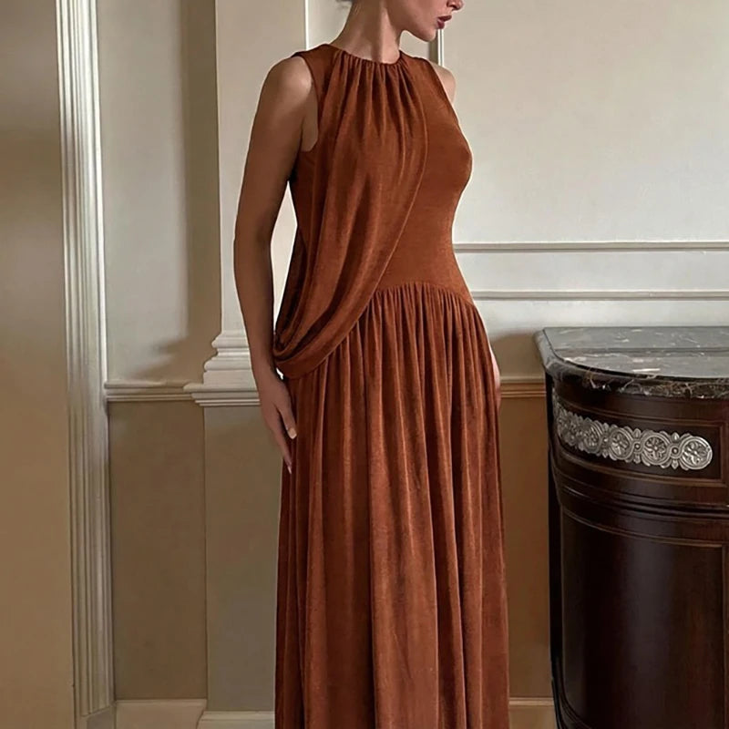 vestoraa o-neck solid vacation dress outfit 6 - casual unisex garment with precision (USA)