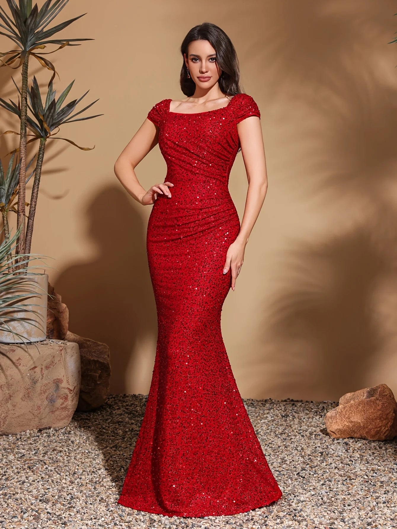 vestoraa simple square neck sequined hip party outfit 5 - classic unisex garment with precision (USA)