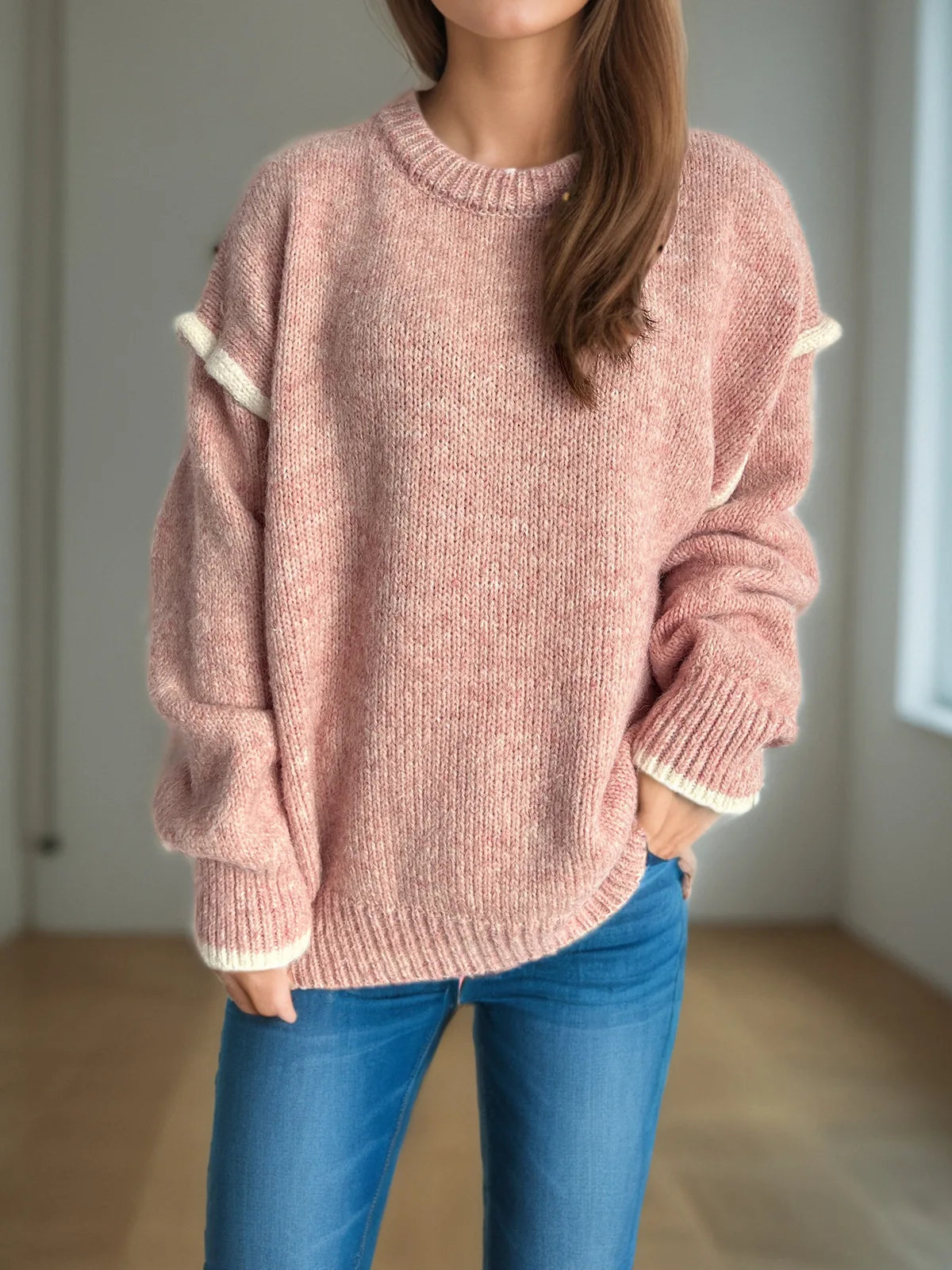 vestoraa 's loose thickened round neck sweater - casual unisex outfit with precision in neutral polished (USA)
