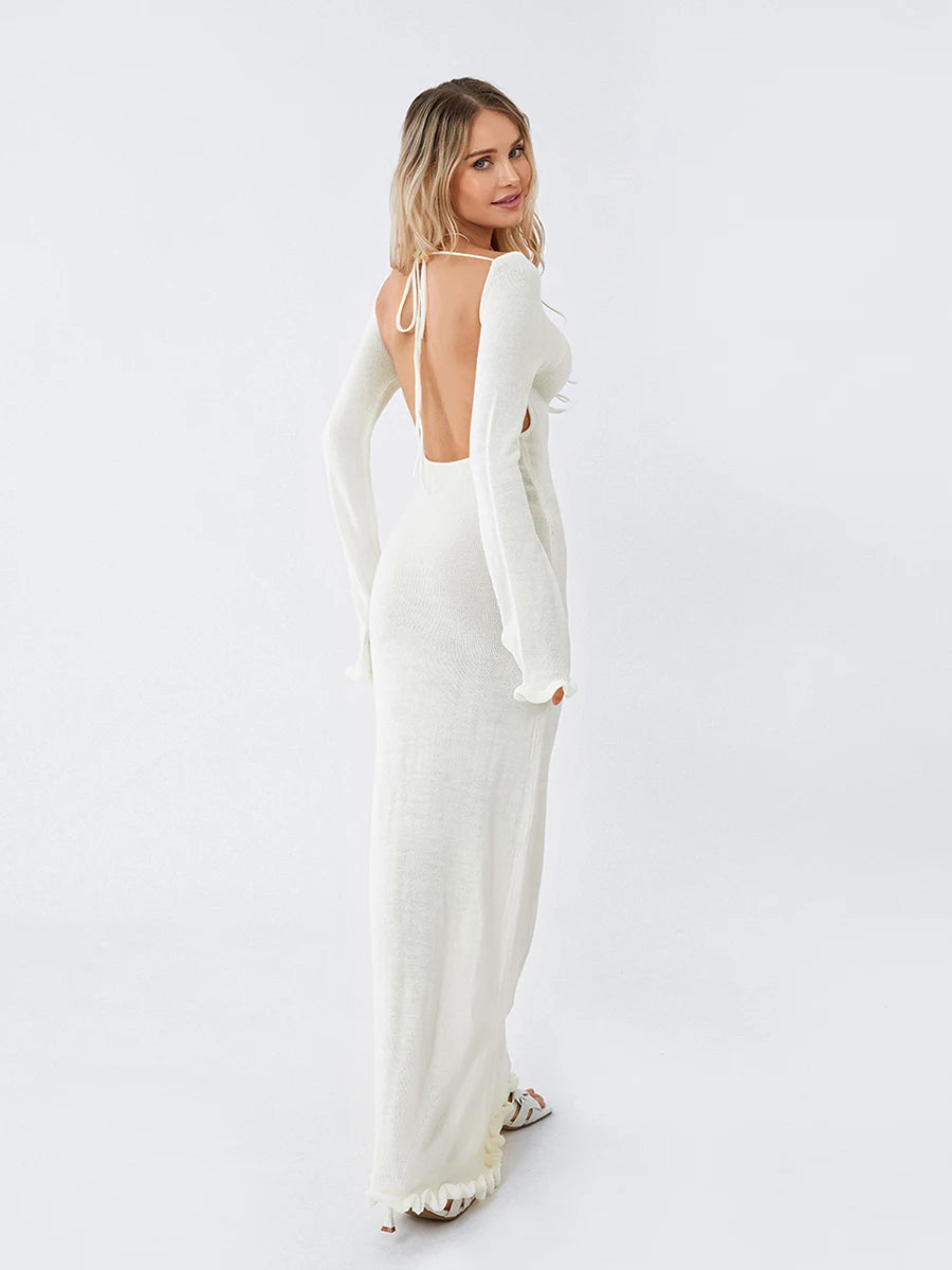 Vestoraa vestoraa 's knitted bodycon dress long sleeve tie unisex garment - precision metal outfit (USA)