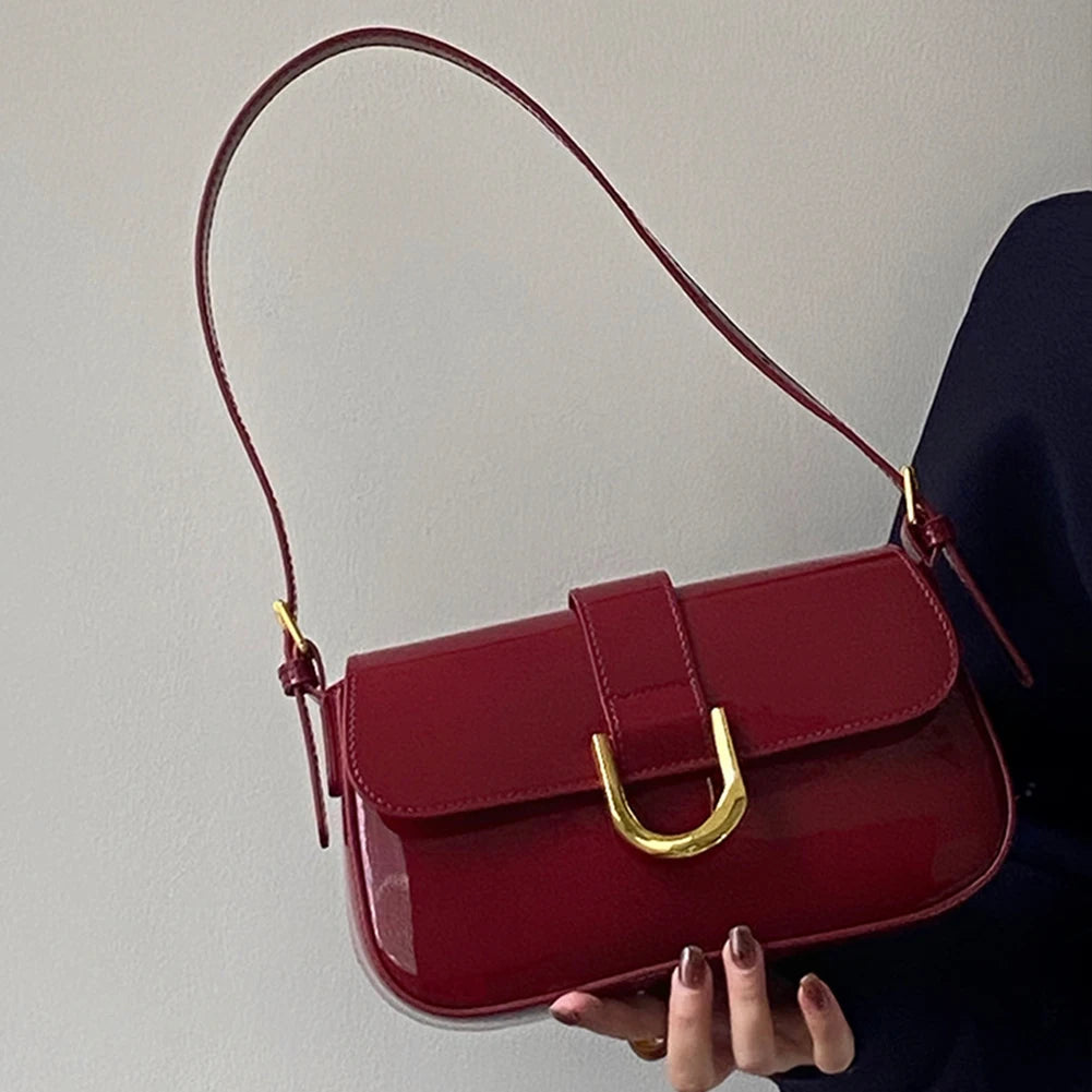 vestoraa retro patent leather shoulder bag flap outfit 6 - casual unisex garment with precision (USA)