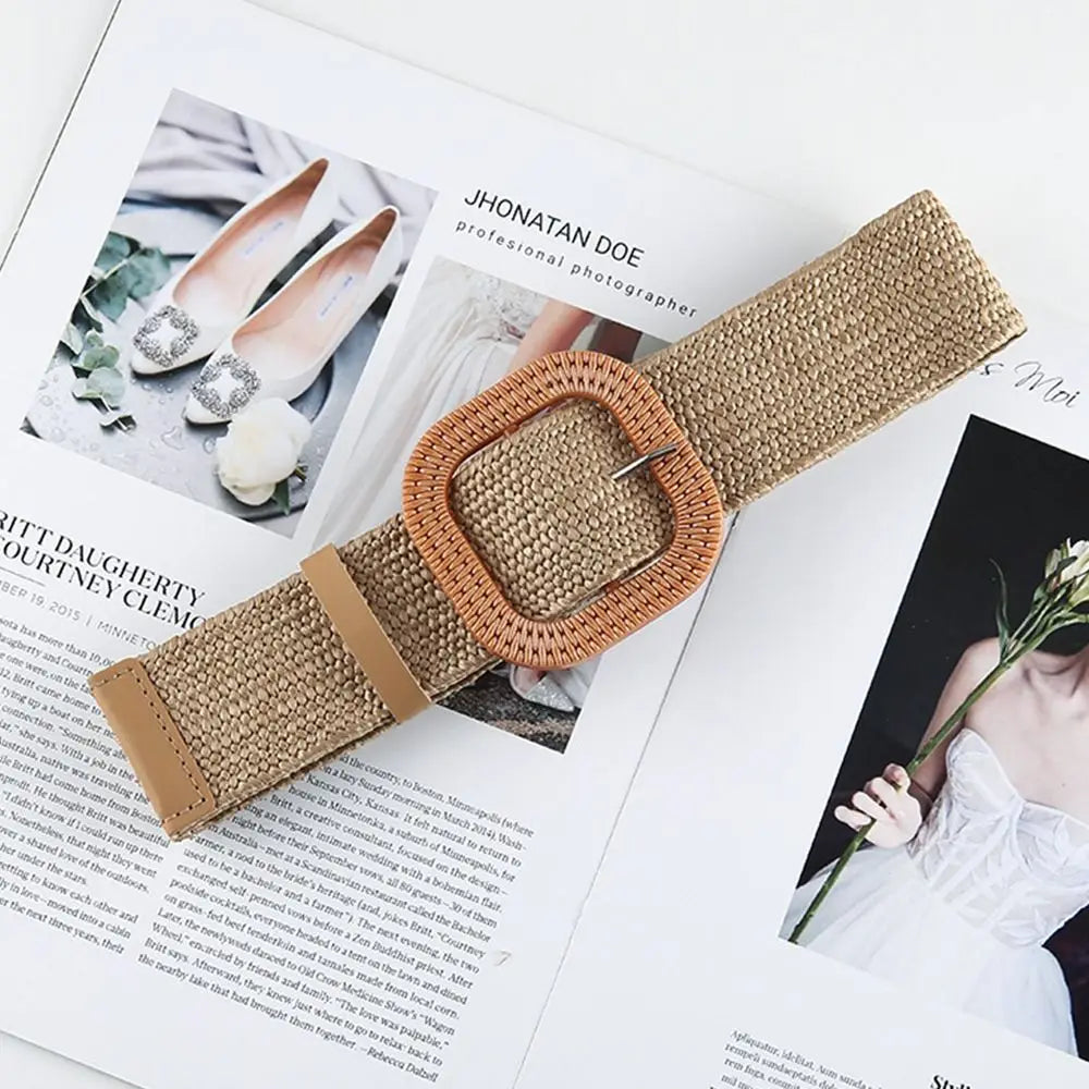 unisex casual outfit vestoraa straw belt casual bohemian wide - daily wear garment with black design detail (USA)