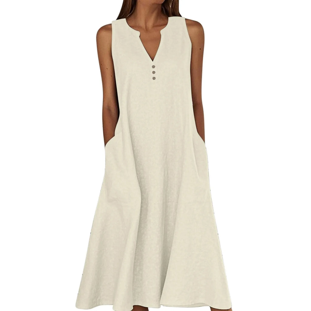 Vestoraa vestoraa breathable midi dress linen blend unisex garment - precision cotton outfit (USA)