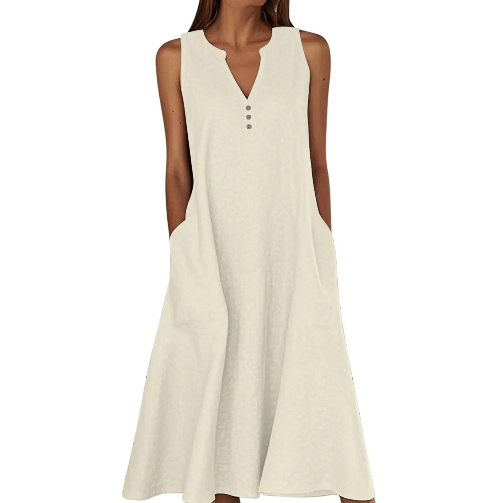 Vestoraa vestoraa breathable midi dress linen blend unisex garment - precision cotton outfit (USA)