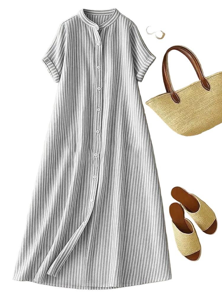 unisex casual outfit vestoraa casual striped midi dresses stand - daily wear garment with blue design detail (USA)