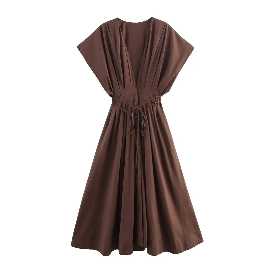 vestoraa long dress solid v-neck outfit 9 - dress unisex garment with precision (USA)
