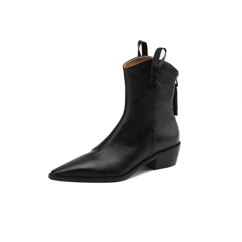 vestoraa / boots genuine leather western - dress unisex outfit with precision in black metal (USA)