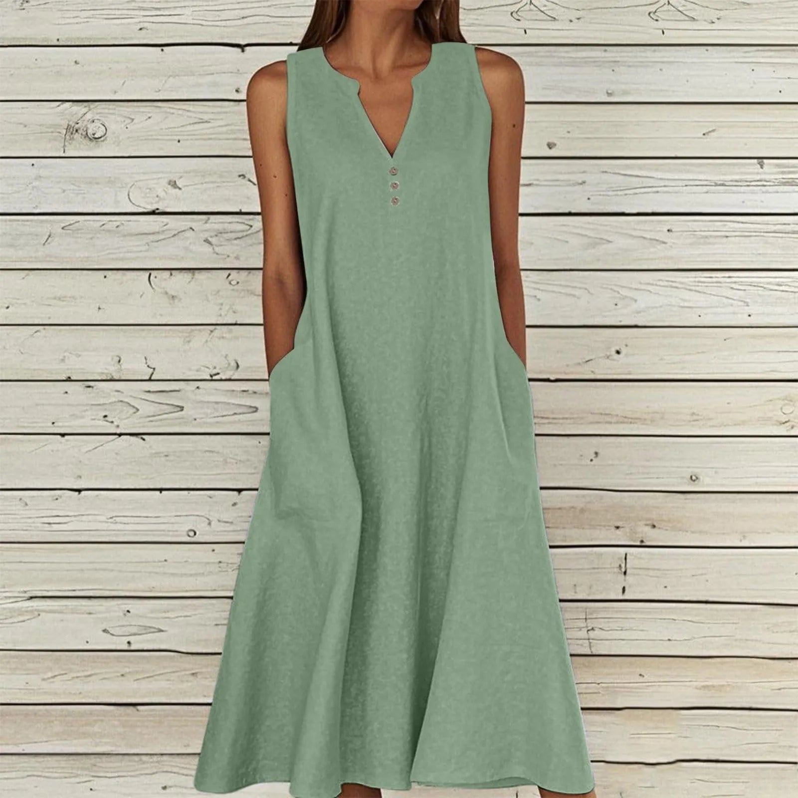 vestoraa breathable midi dress linen blend outfit 11 - casual unisex garment with precision (USA)