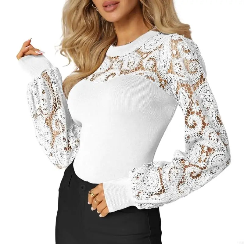 vestoraa 's lace long-sleeve casual t-shirt, loose fit outfit 7 - casual unisex garment with precision (USA)