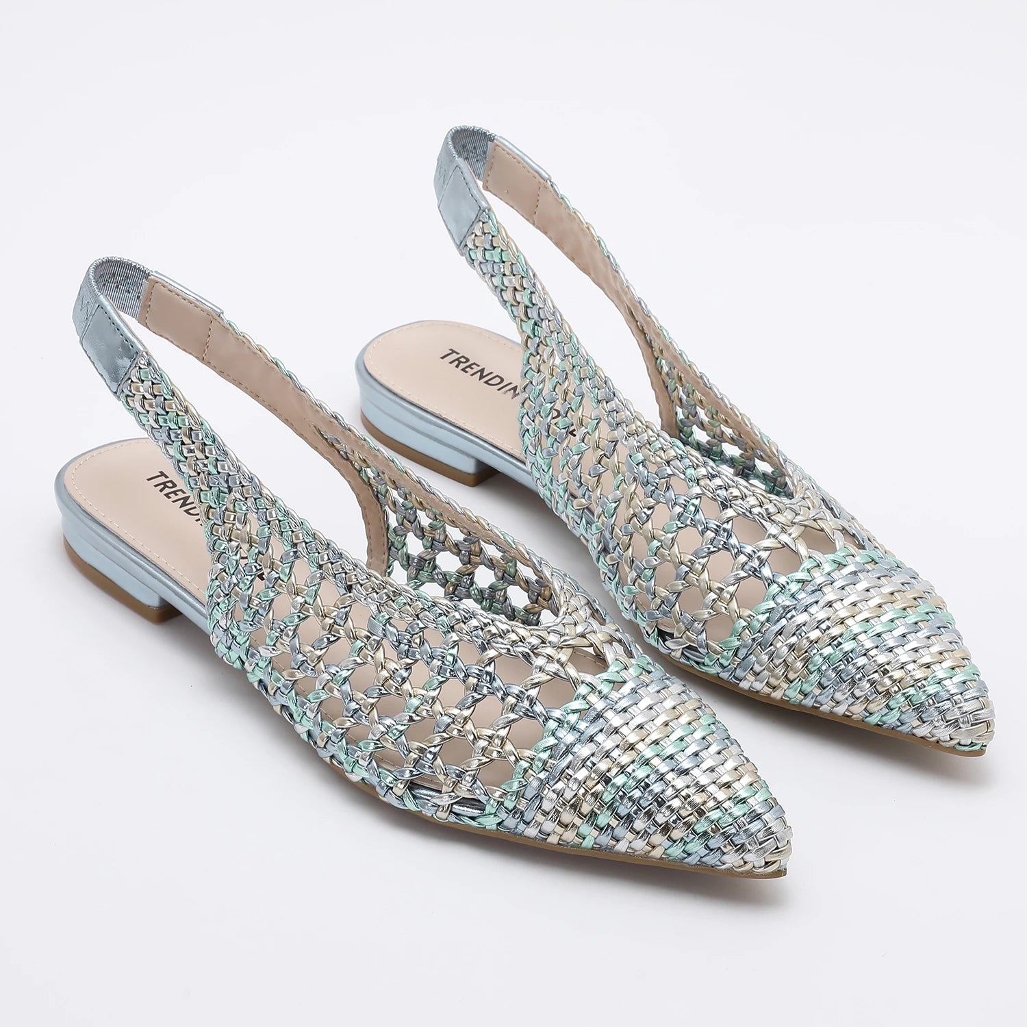 unisex formal outfit vestoraa trendin mode braided pointed toe slingback - daily wear garment with blue design detail (USA)
