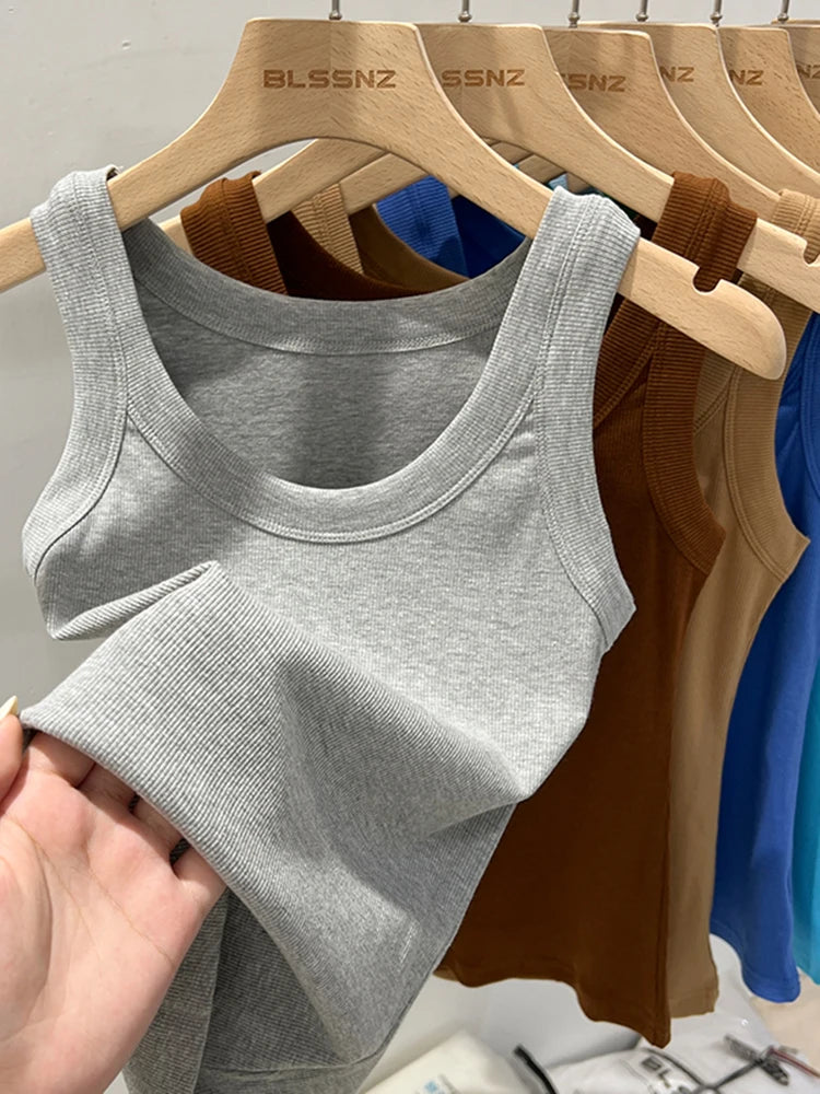 vestoraa zjaiss solid round neck ribbed tank camisole outfit 9 - classic unisex garment with precision (USA)
