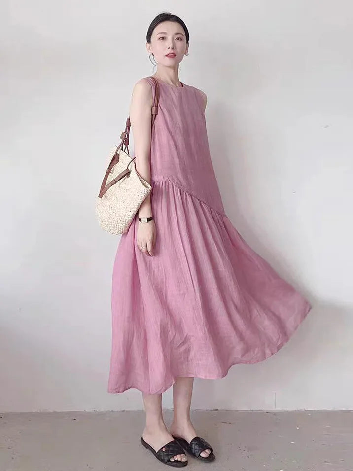 unisex casual outfit vestoraa cotton linen sle dr loose - everyday wear garment with neutral design detail (USA)