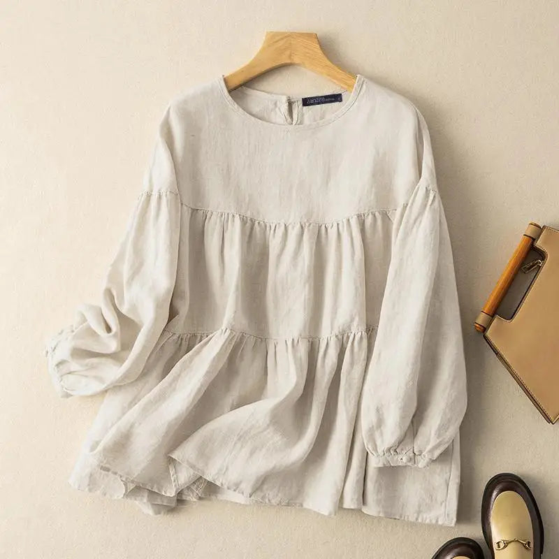 vestoraa zanzea tops solid cotton blouse lapel outfit 7 - classic unisex garment with precision (USA)