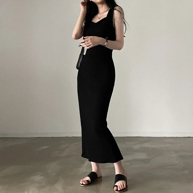 vestoraa myufon basic knit long dress korean outfit detail - reliable design, precision, waterproof dress design (USA)