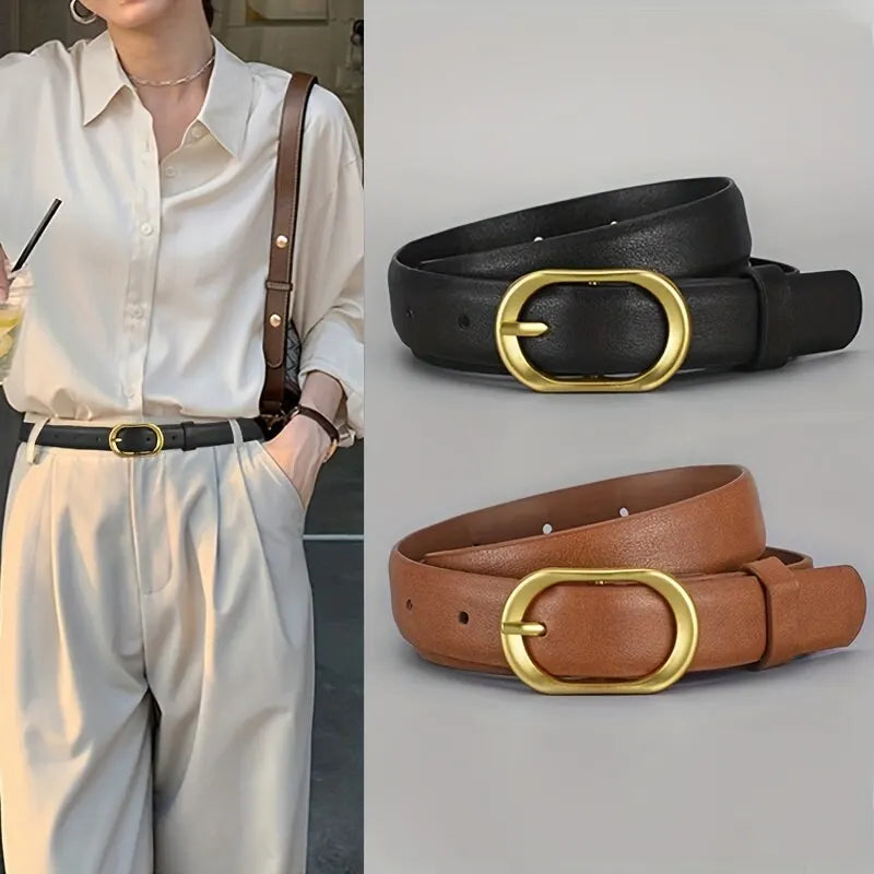 vestoraa 's belt trend golden buckle belt personalized - dress unisex outfit with precision in black metal (USA)