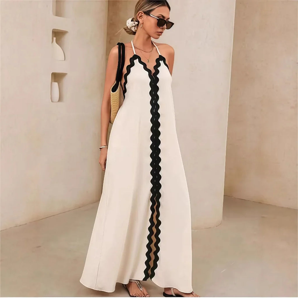vestoraa sexy backless long dress comfortable loose - casual unisex outfit with precision in gold metal (USA)