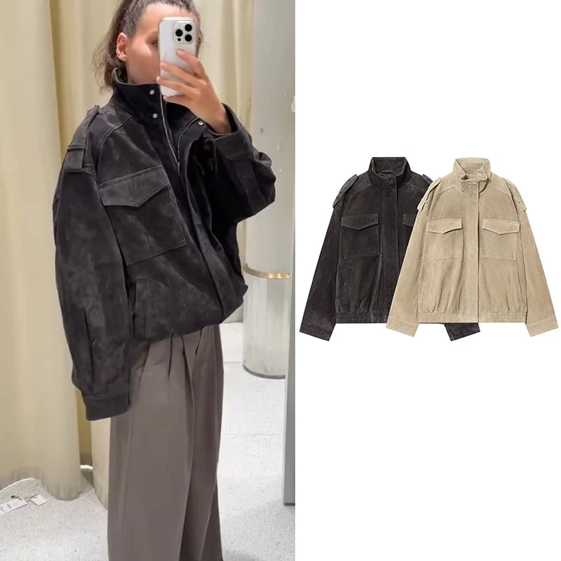 vestoraa 's jackets coats loose youth street - classic unisex outfit with precision in brown metal (USA)