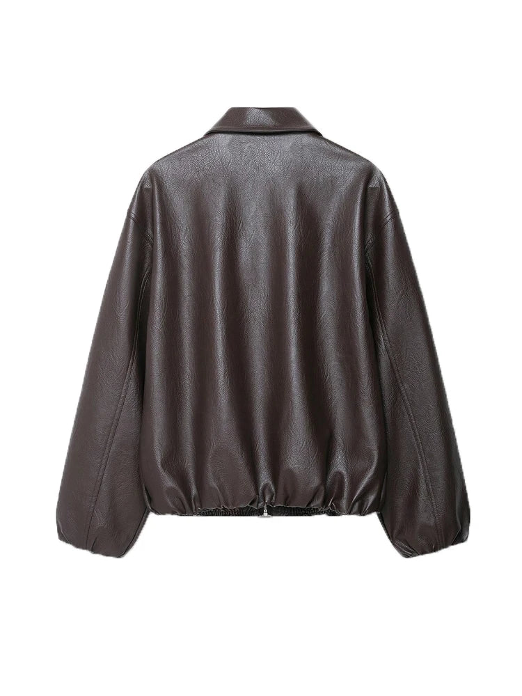 vestoraa 's faux leather bomber jacket long outfit detail - reliable design, precision, waterproof casual design (USA)