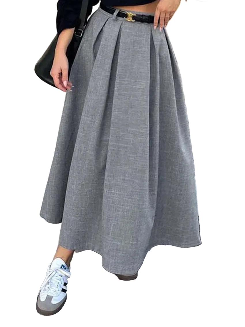 vestoraa oymimi grey loose skirts casual - casual unisex outfit with precision in neutral metal (USA)