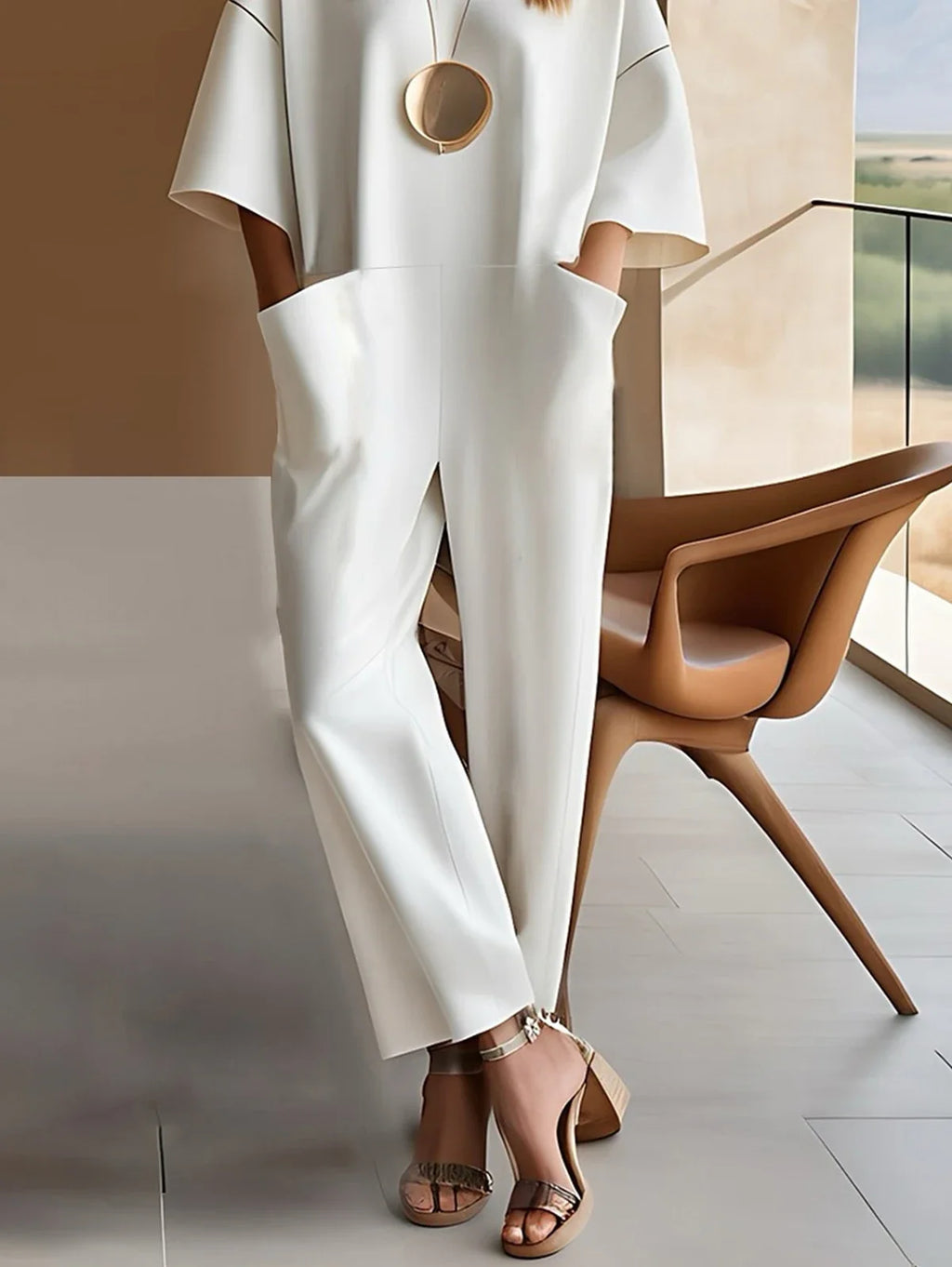vestoraa jumpsuit round neck half sleeve outfit detail - reliable design, precision, waterproof casual design (USA)