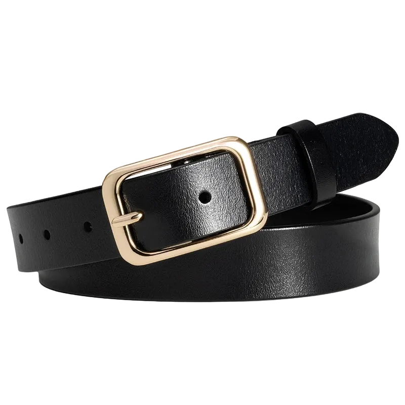 vestoraa maikun genuine leather simple belt all-match - modern unisex outfit with precision in black metal (USA)