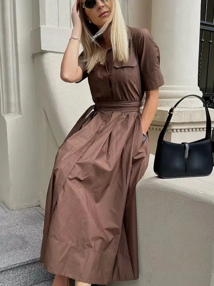 vestoraa loose lapel belt decoration midi short outfit 6 - casual unisex garment with precision (USA)