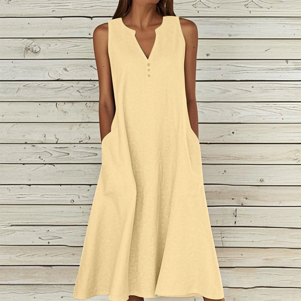 vestoraa breathable midi dress linen blend outfit 13 - casual unisex garment with precision (USA)