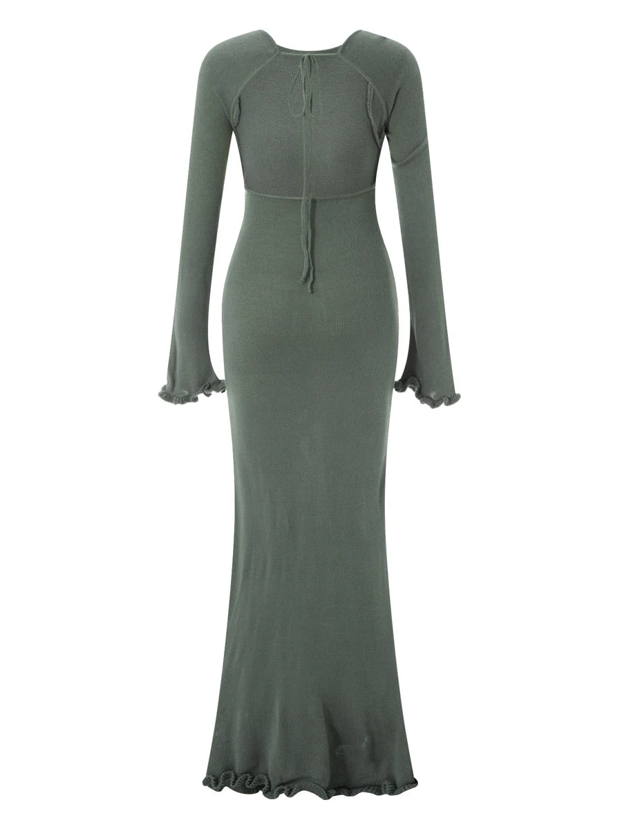 unisex dress outfit vestoraa 's knitted bodycon dress long sleeve tie - daily wear garment with white design detail (USA)