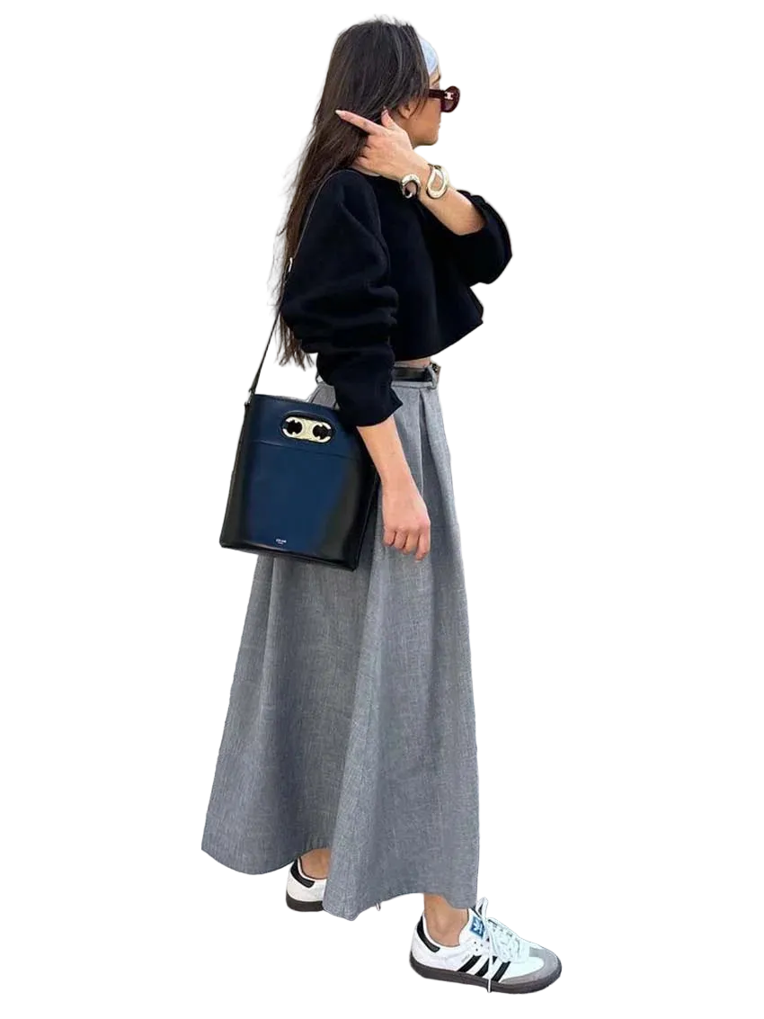 vestoraa oymimi grey loose skirts casual outfit detail - reliable design, precision, waterproof casual design (USA)