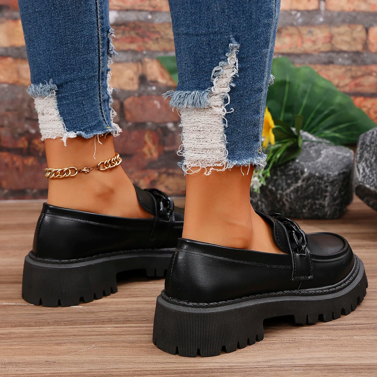 Vestoraa vestoraa platform loafers chain decor unisex garment - precision metal outfit (USA)