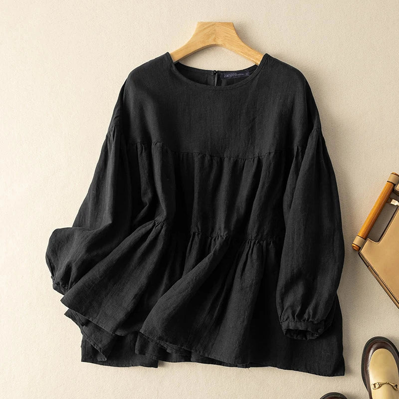 vestoraa zanzea tops solid cotton blouse lapel outfit 8 - classic unisex garment with precision (USA)