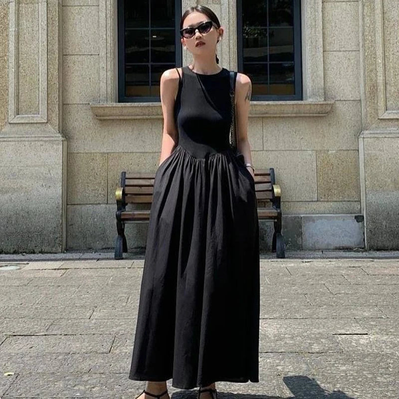 vestoraa black dress slim simple o neck outfit detail - reliable design, precision, waterproof casual design (USA)